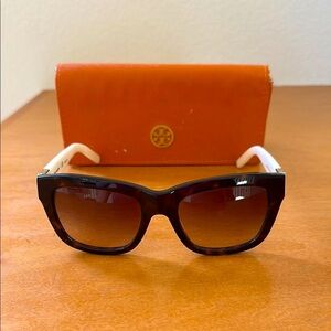 Tory Burch Brown and Cream Sunglasses Oversized Frame